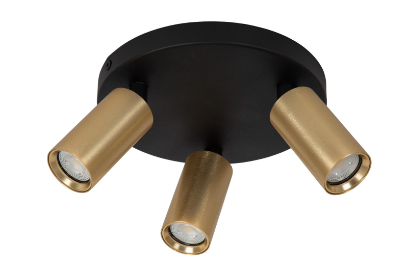 Lucide RITMO - Ceiling spotlight - Ø 18 cm - 3xGU10 (MR11) - Matt Gold / Brass